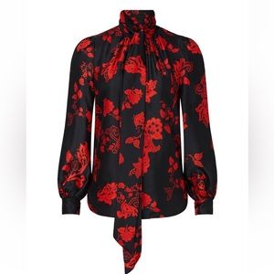 Tory Burch Printed Bow Blouse 100% silk